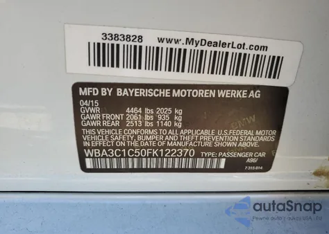 2015 BMW 328 I Sulev from USA, damaged, VIN WBA3C1C50FK122370